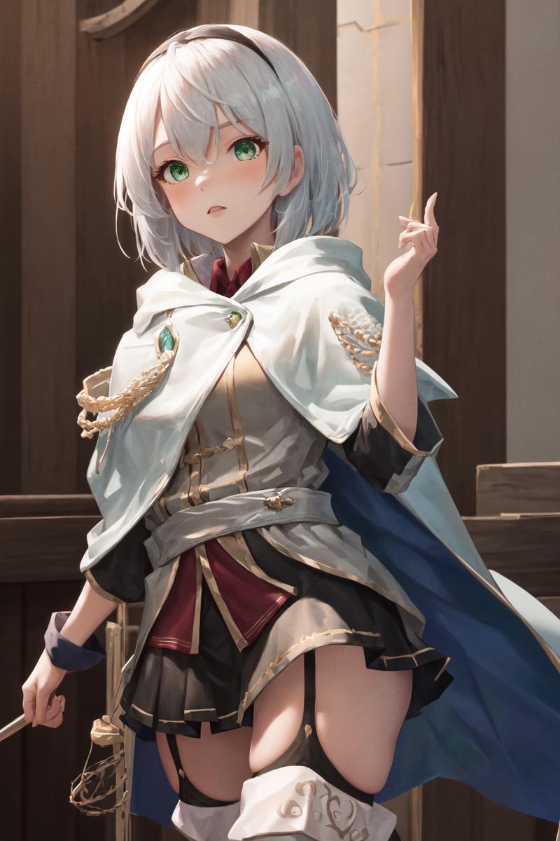 29520-3228007616-masterpiece, best quality, highres, 1girl amnesia green eyes short hair, white cape black skirt pleated skirt white jacket red s.png